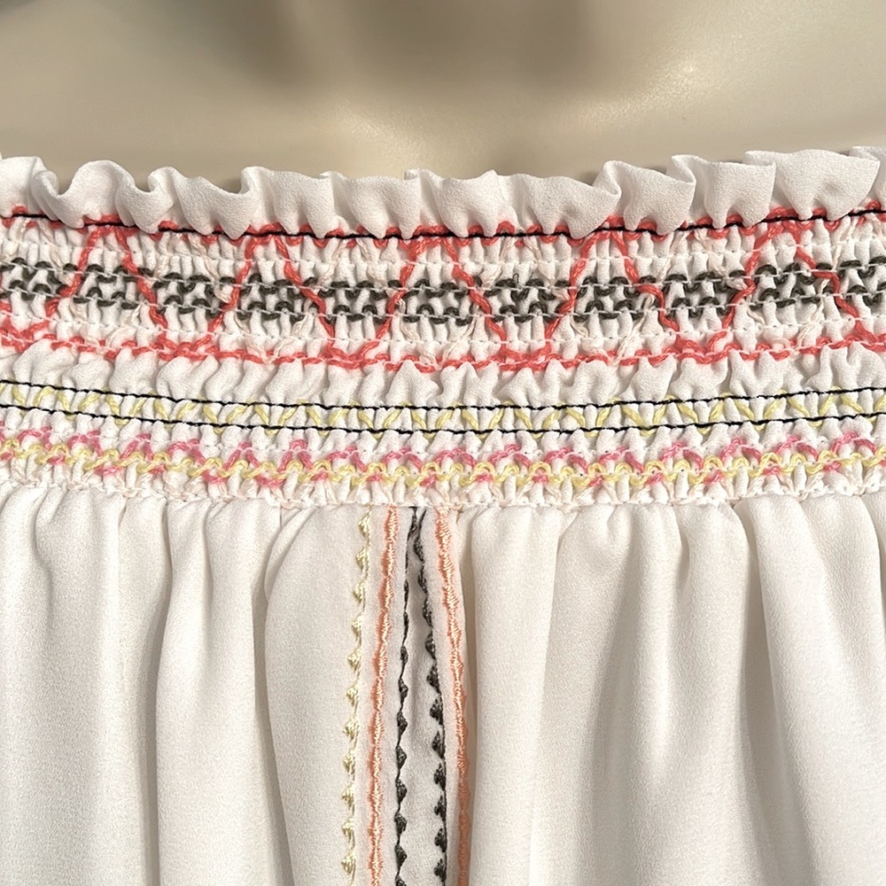WHBM OFF-SHOULDER EMBROIDERED BLOUSE - Picture 8 of 11